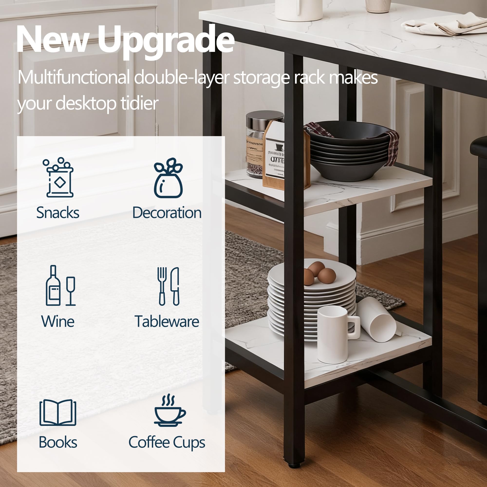 Counter Height Bar Table Set with 3 Stools