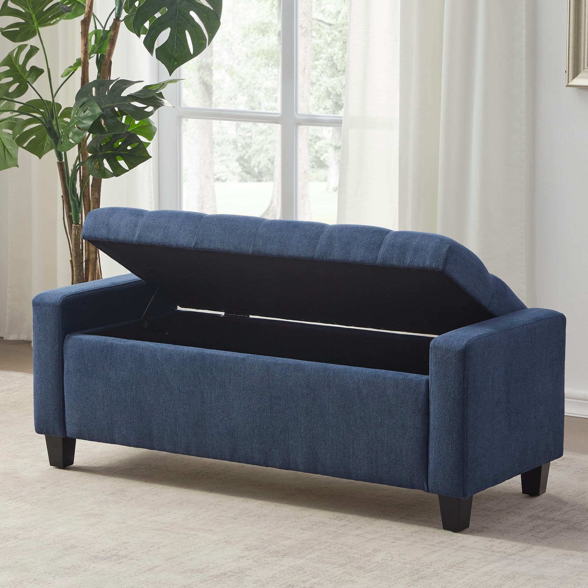 Upholstered Storage Bench with Hinge