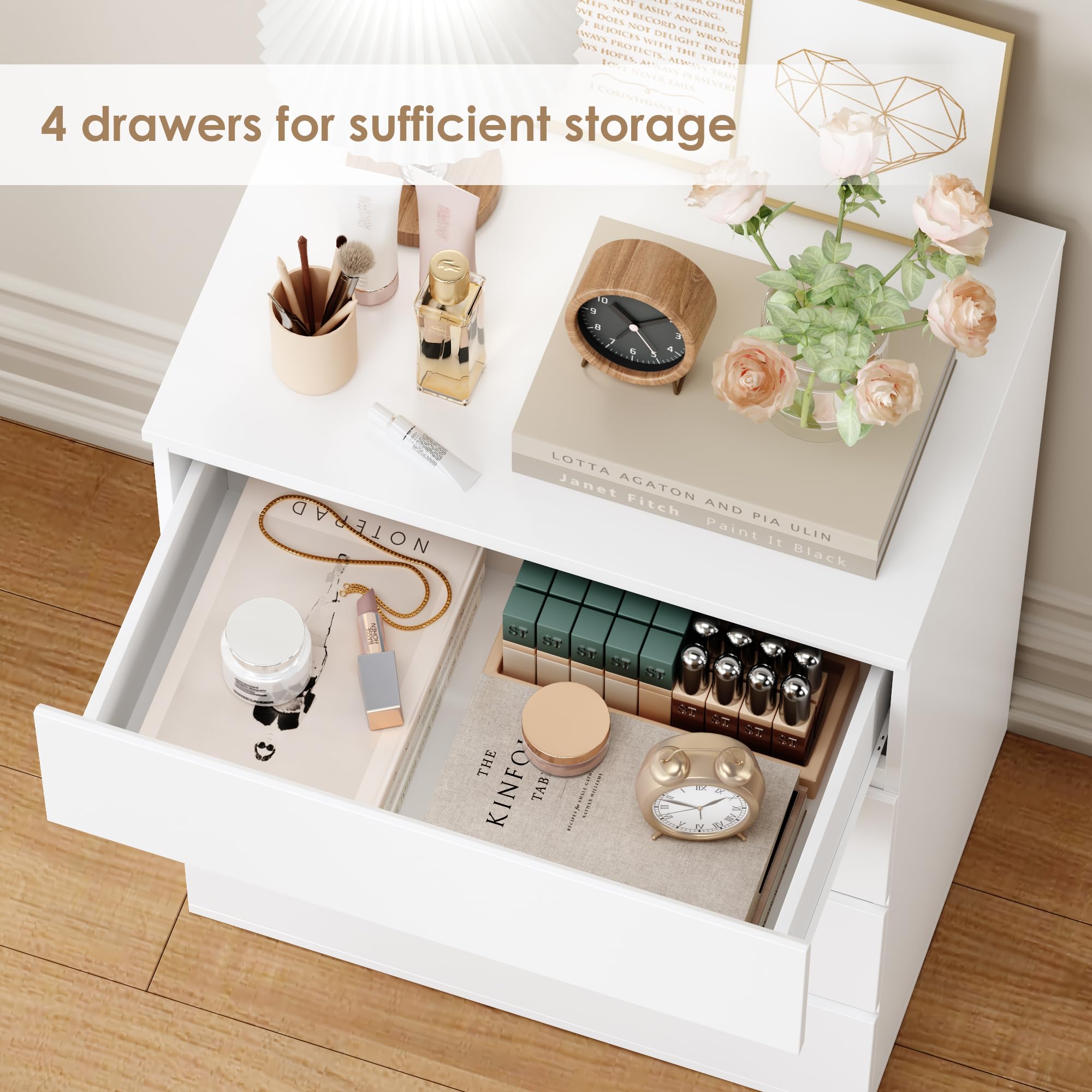 4 Drawer Dresser White Modern Storage Chest