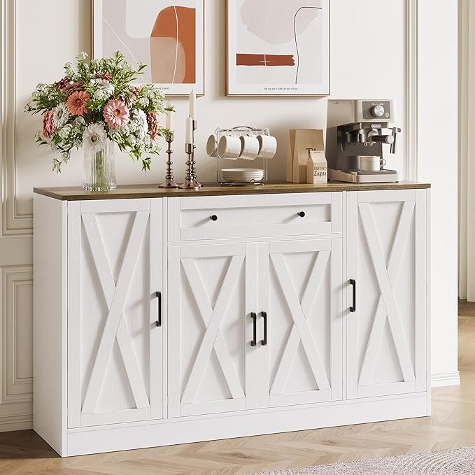 55 Inch Buffet Cabinet with Storage and Drawer