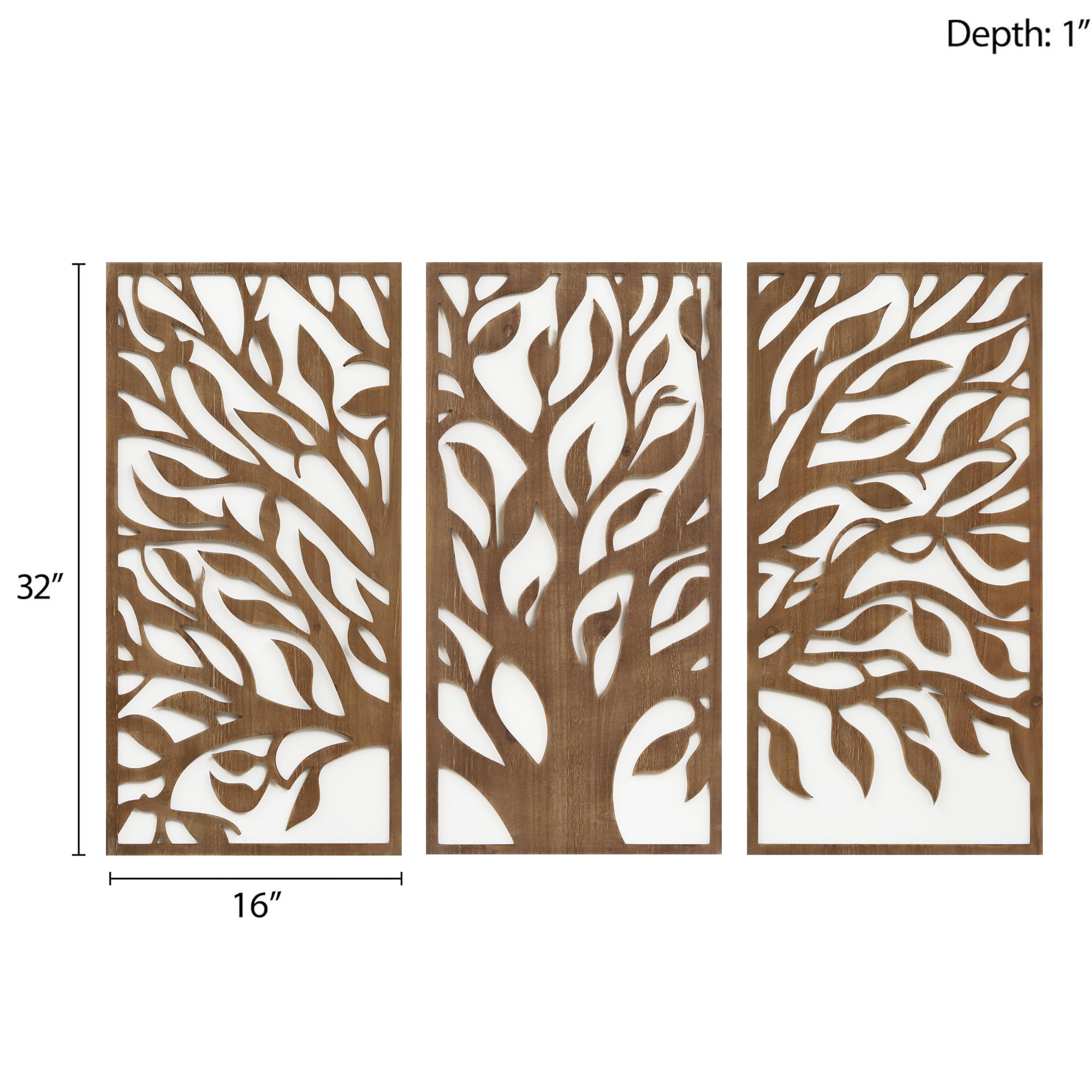 Birch Botanical Wall Décor 3-Piece Wood Panel Set