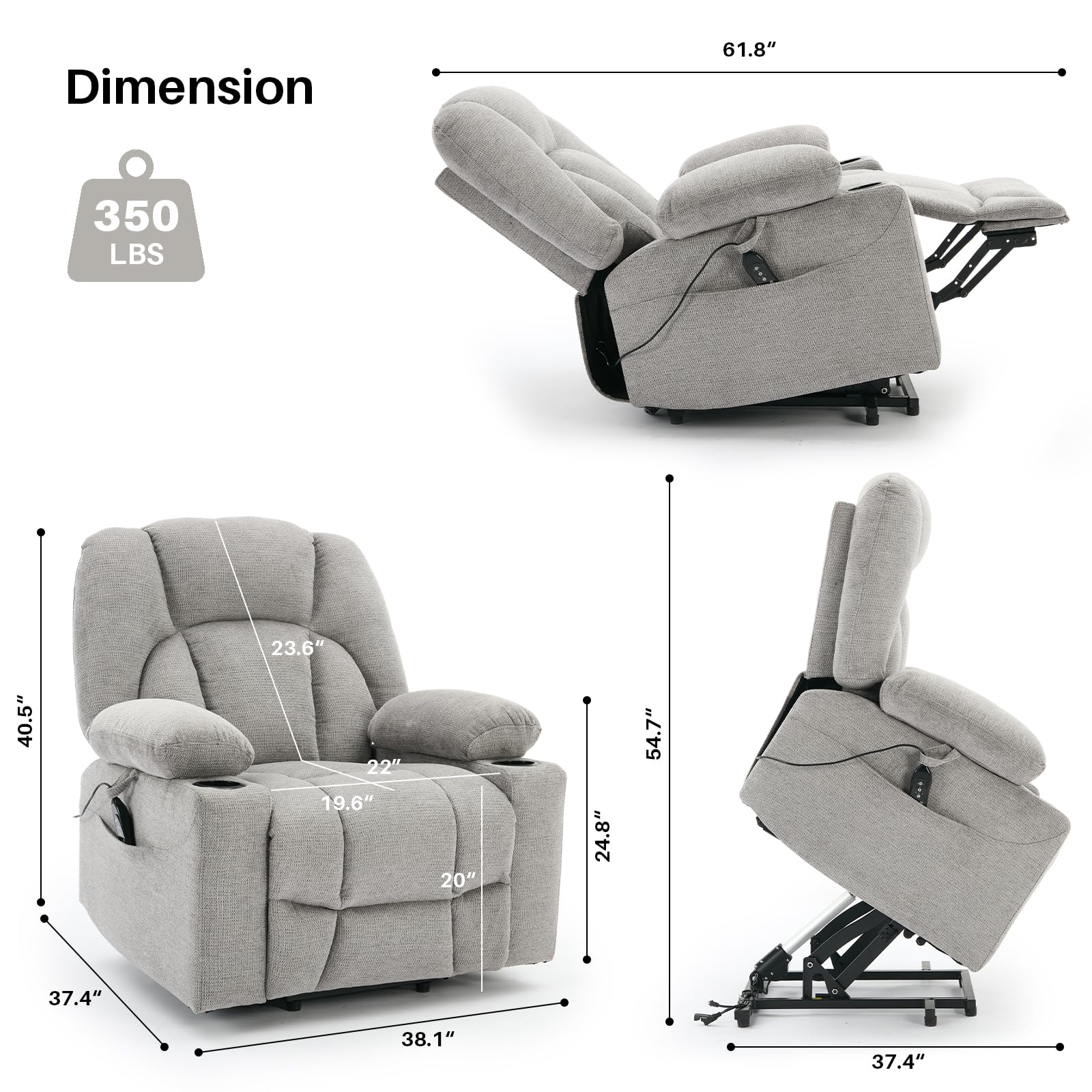 Electric Power Lift Recliner Chair with Massage and Heat