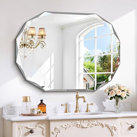 Oval Beveled Bathroom Mirror 48x28