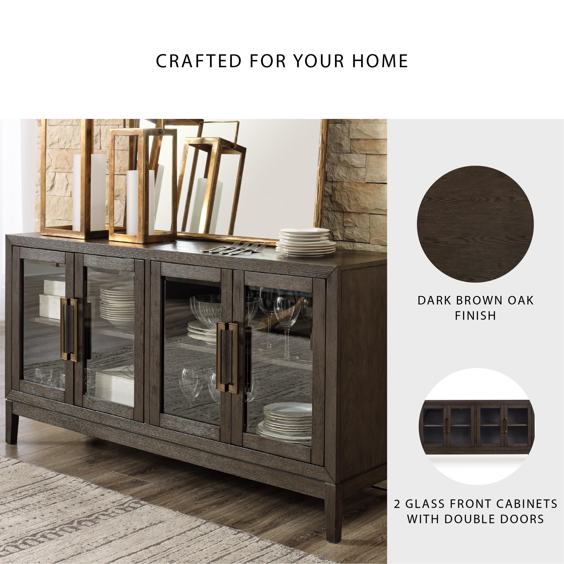 Burkhaus Dining Server with Glass Front Cabinets