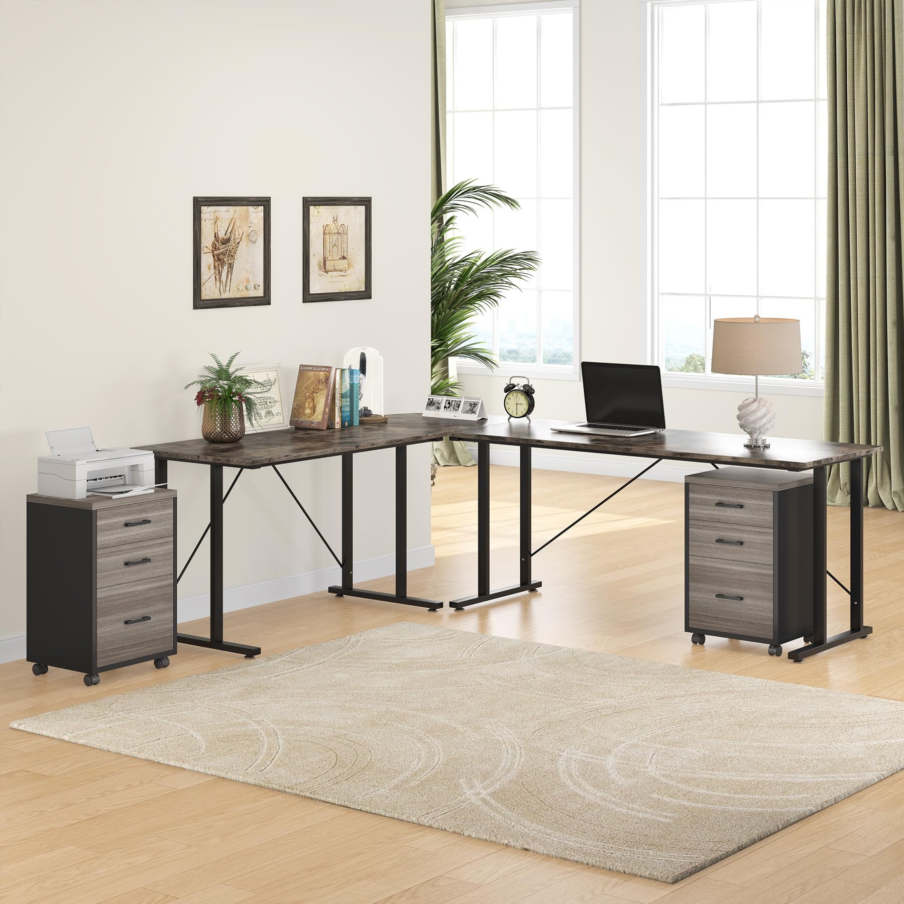 Triebsigns 3 Drawer File Cabinet, Vertical Mobile Filing Cabinet, Under Desk Rolling Printer Stand for Home Office, fits A4 or Letter Size (Grey)