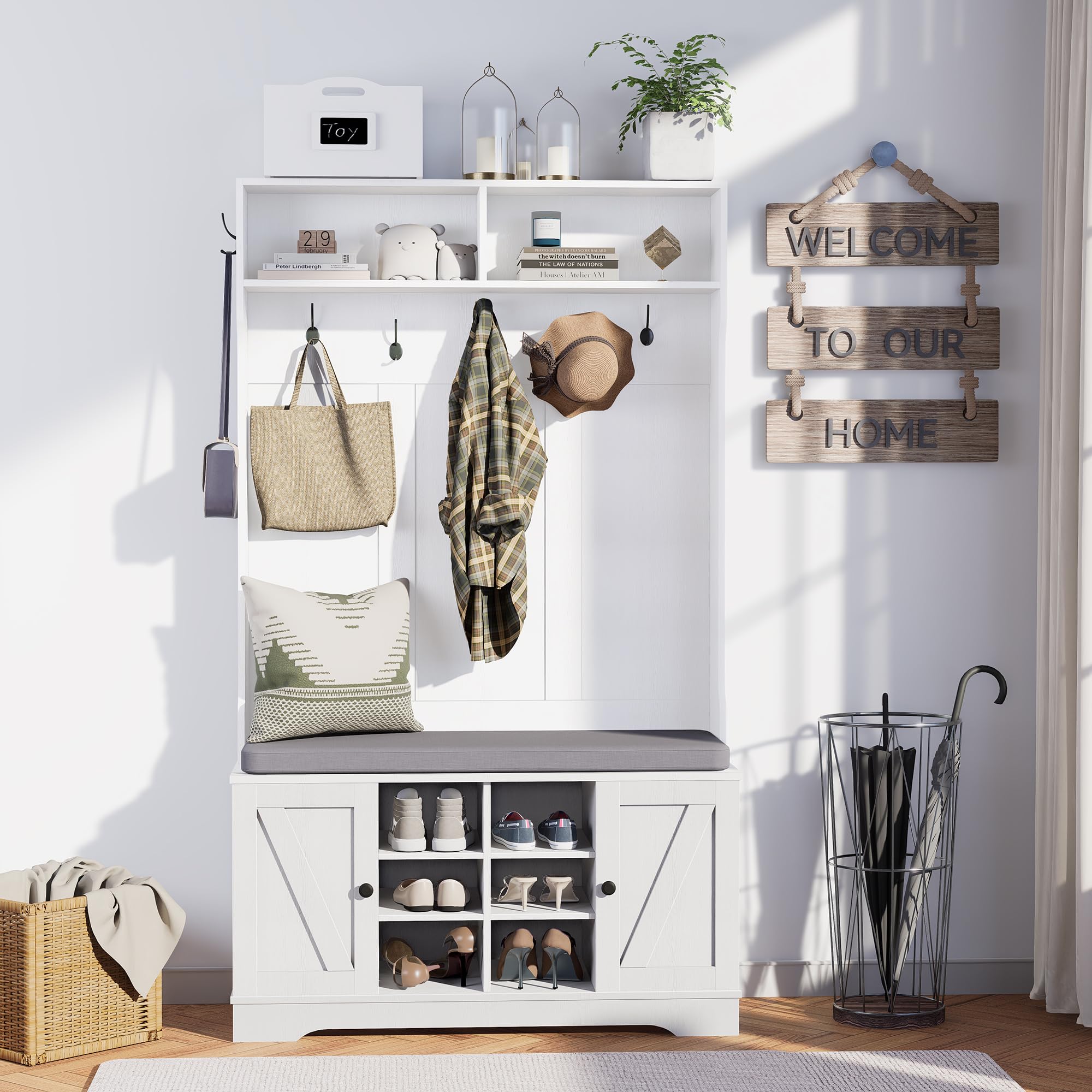 Hall Tree with Bench and Shoe Storage