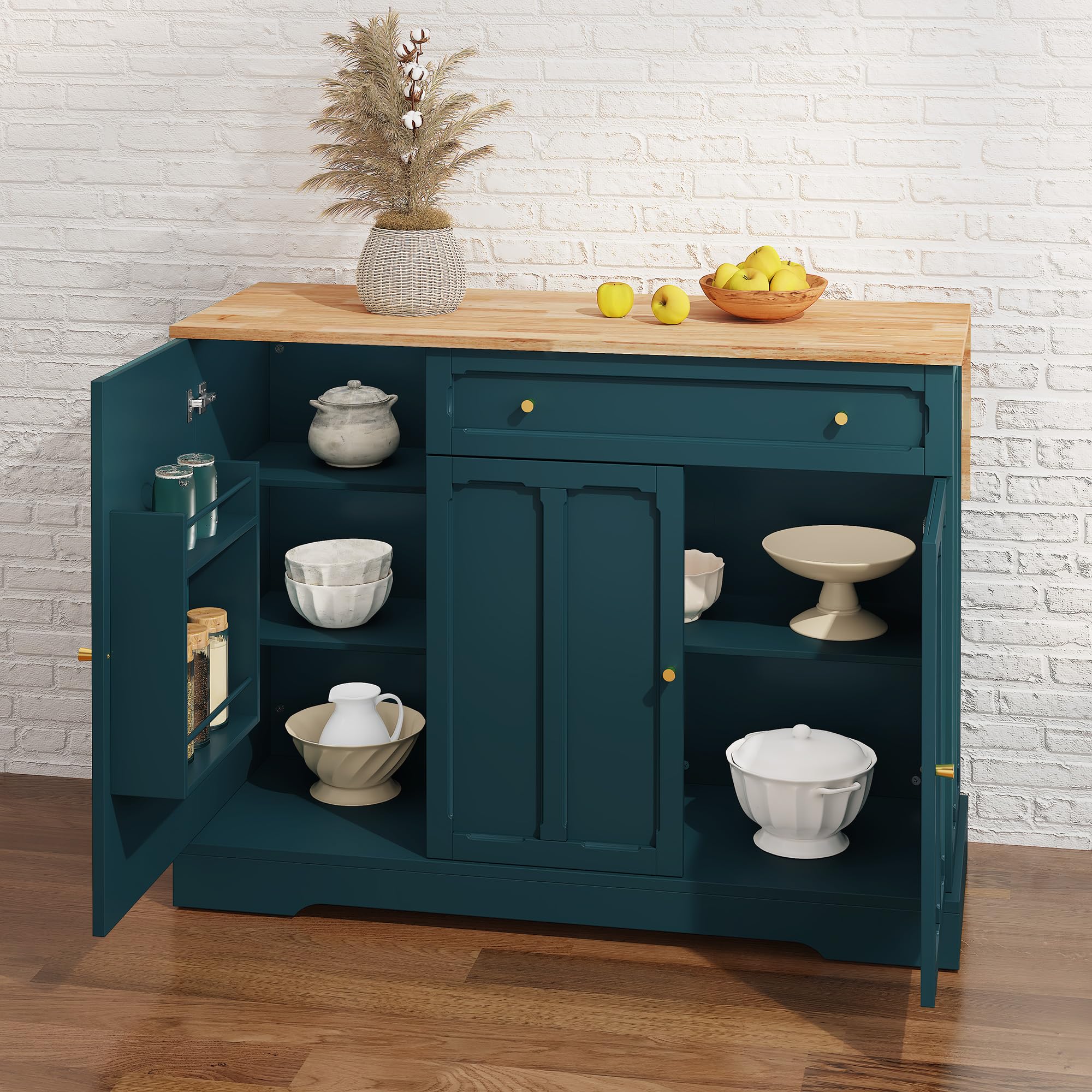 Kitchen Island Cart with Storage and Drop Leaf