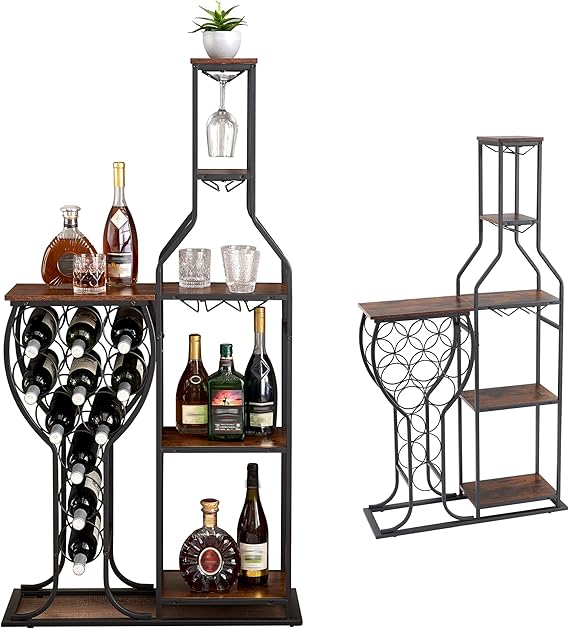 5-Tier Wine Rack Freestanding Floor 11 Bottles Storage Cabinet