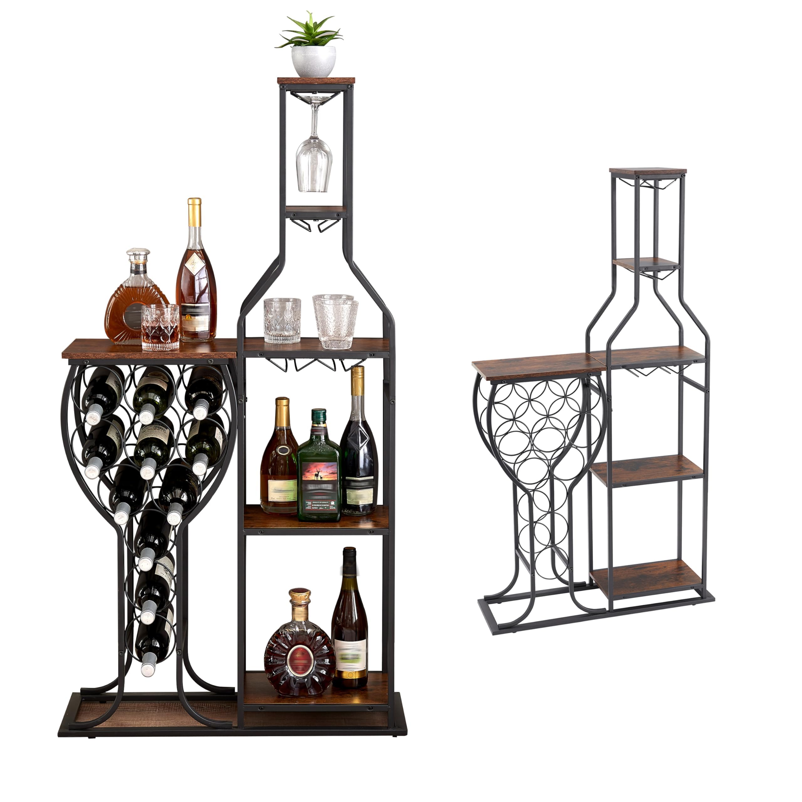 5-Tier Wine Rack Freestanding Floor 11 Bottles