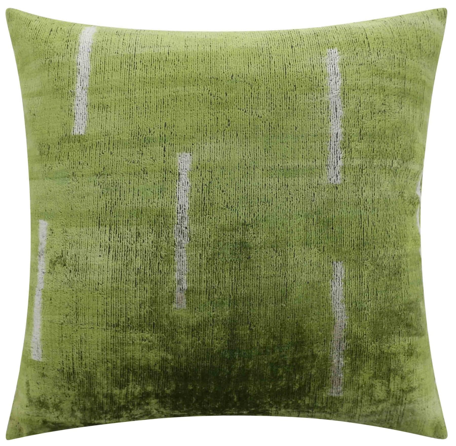 Handmade Velvet Throw Pillow with Green Abstract Design