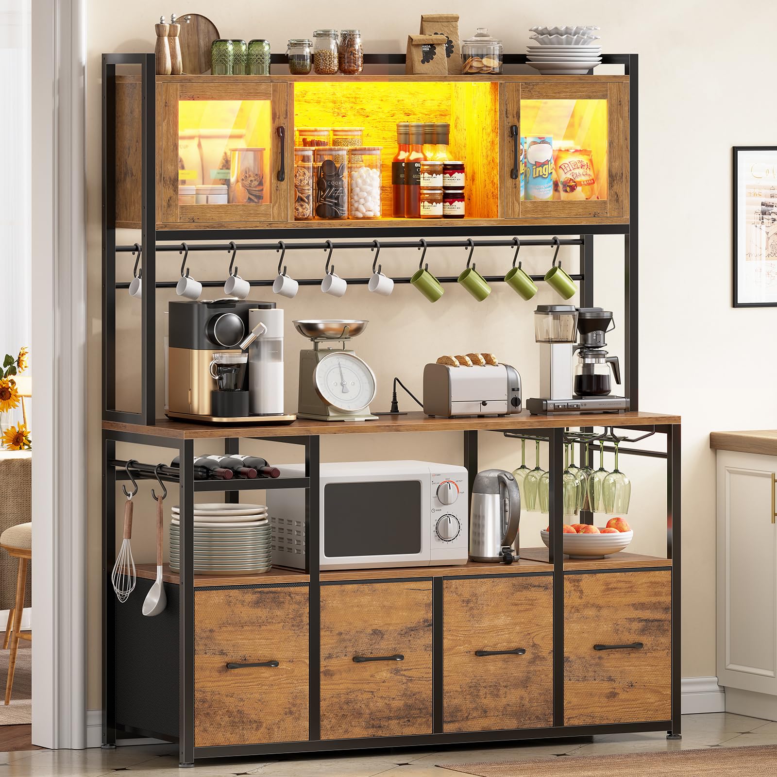 Baker's Rack with Power Outlet and LED Light
