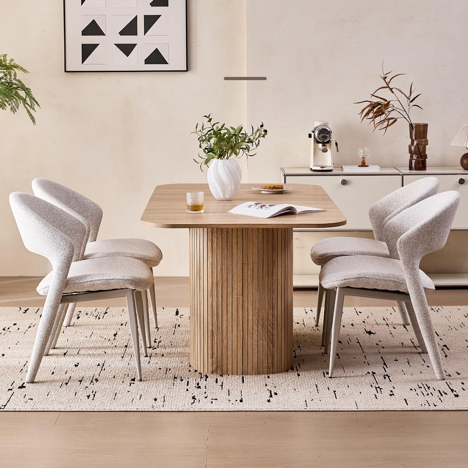 63" Dining Table with Grooved Pedestal Base