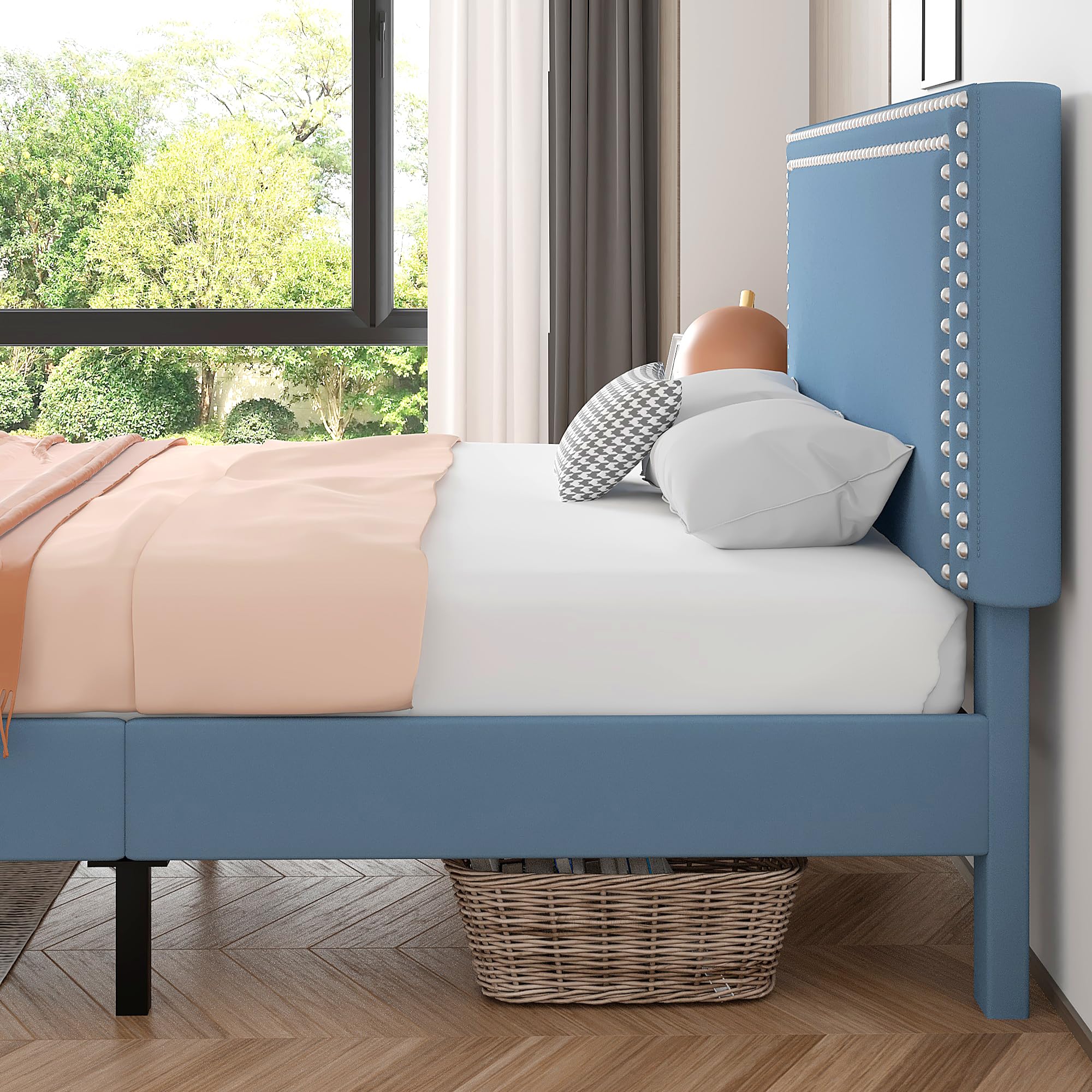 Full Size Platform Bed Frame with Adjustable Headboard
