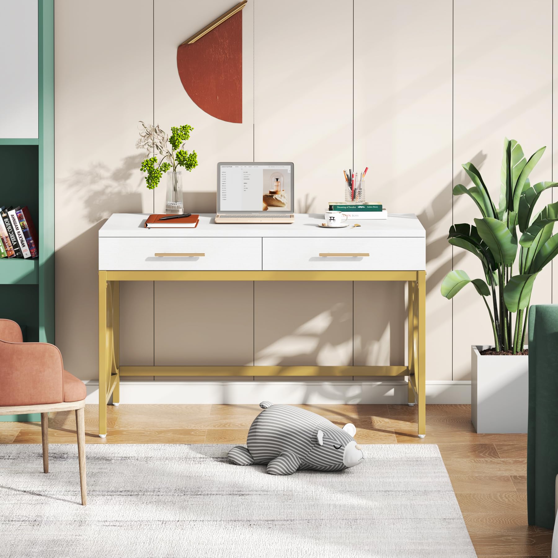 Modern Computer Desk with 2 Drawers