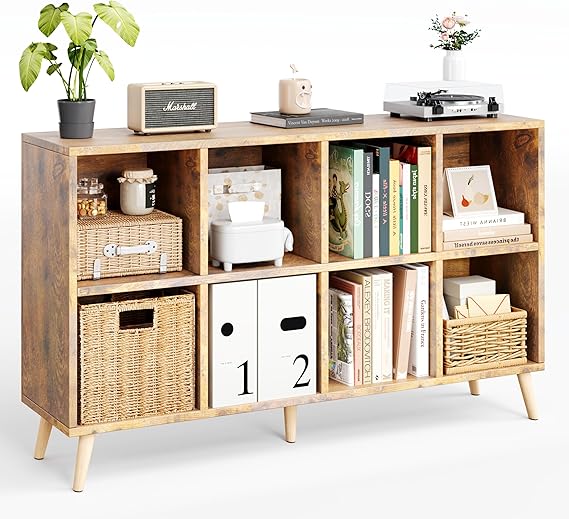 8-Cube Bookshelf with Legs Rustic Brown