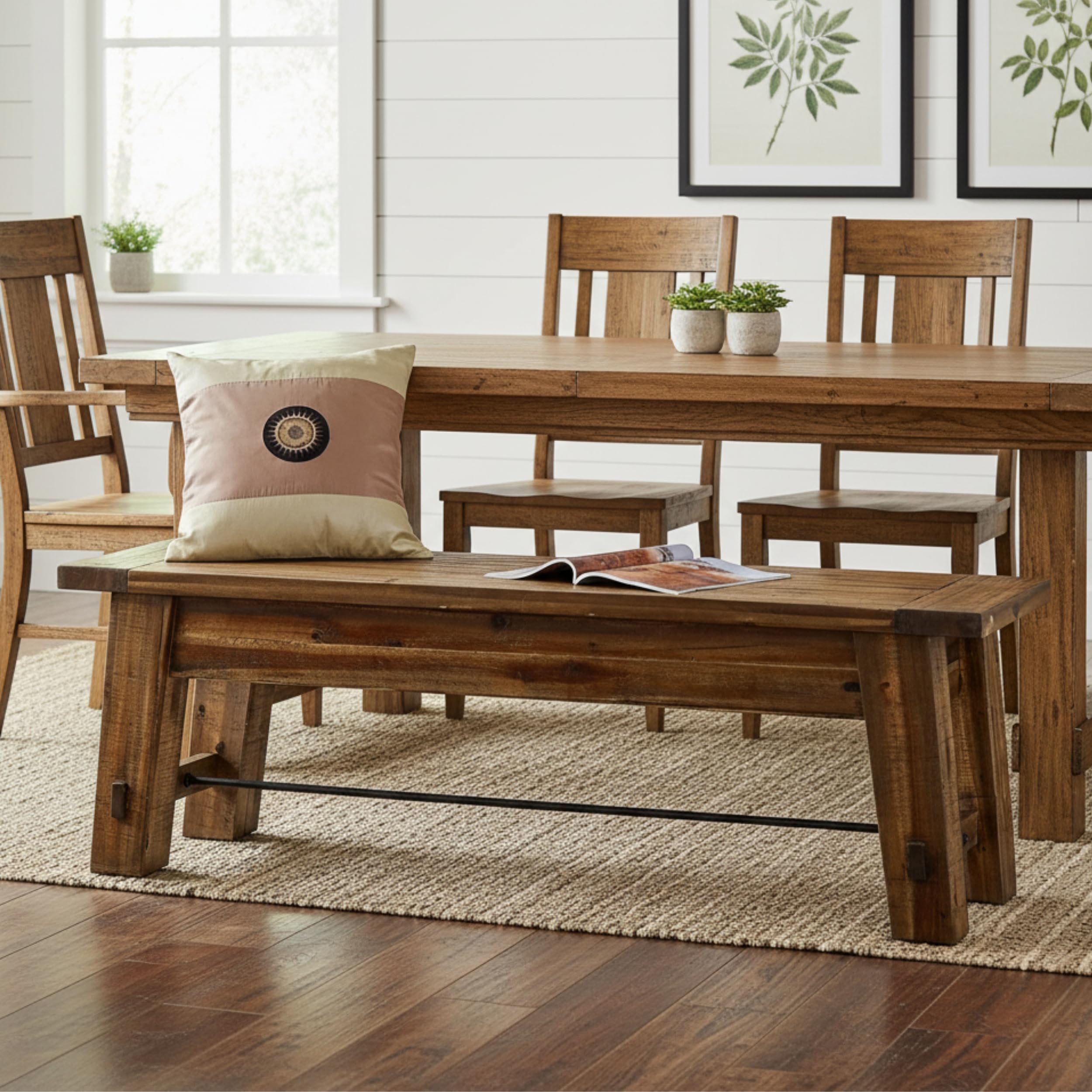 60-Inch Rustic Wood Bench