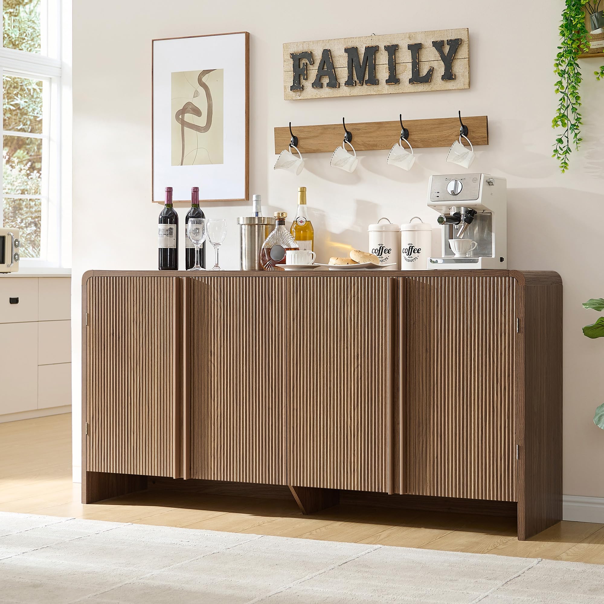 63" Fluted Sideboard Buffet Cabinet with Storage