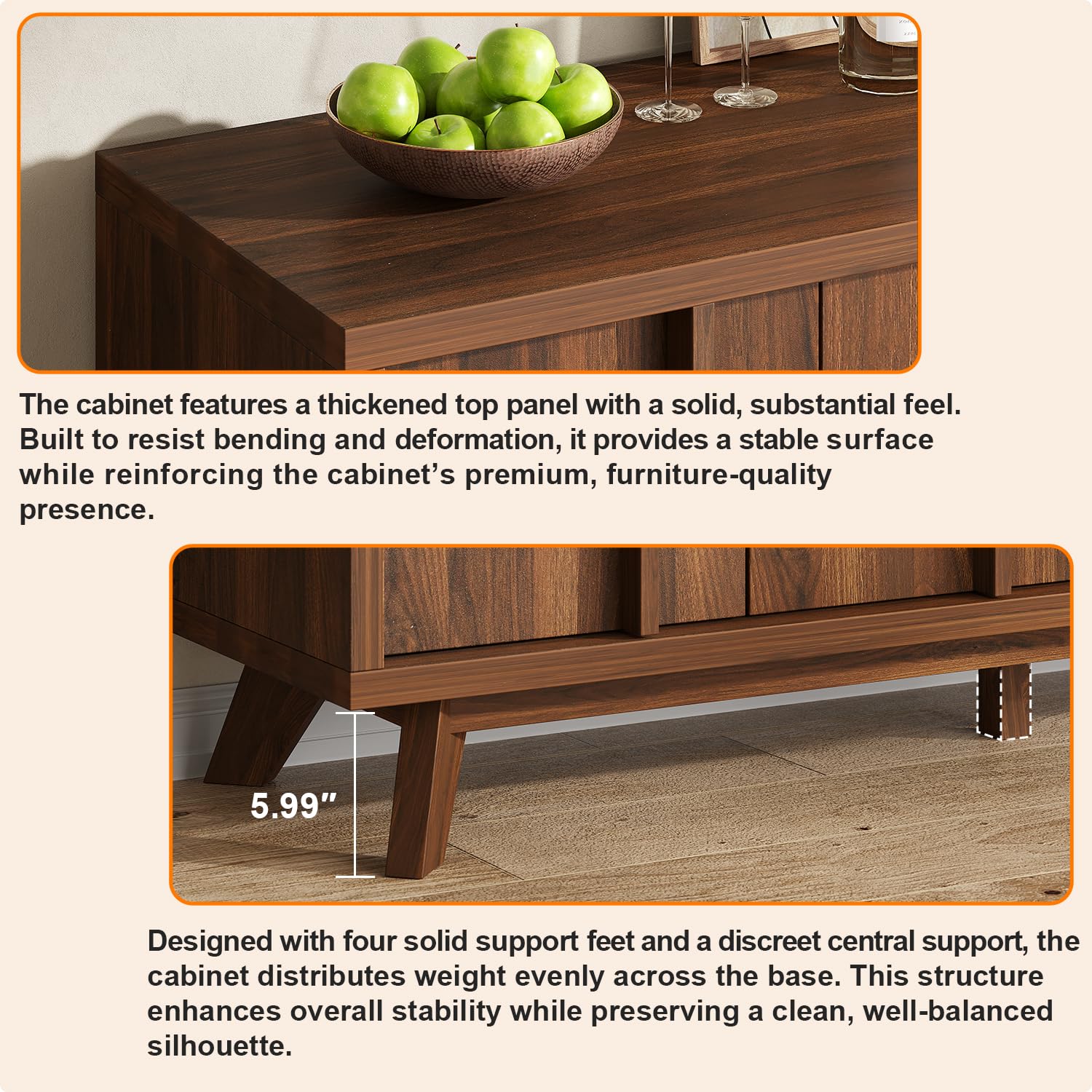 59" Modern Buffet Cabinet with Storage