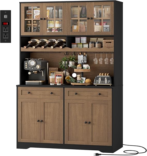 Kitchen Pantry Cabinet with Charging Station