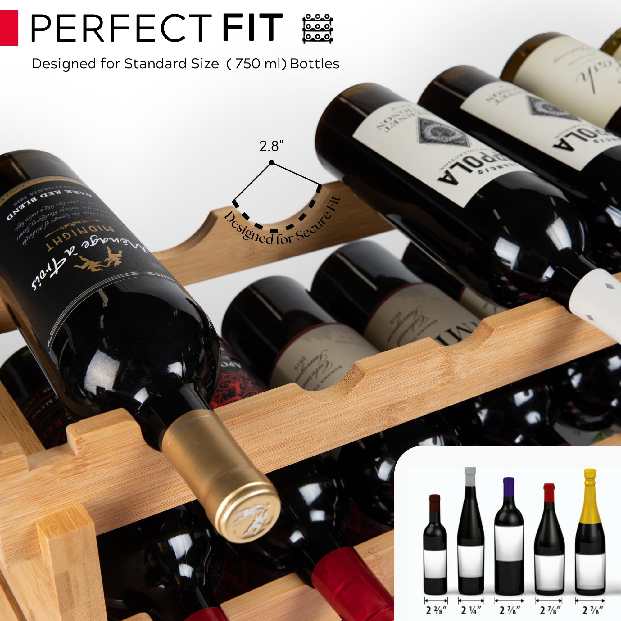 72 Bottle Stackable Bamboo Wine Rack