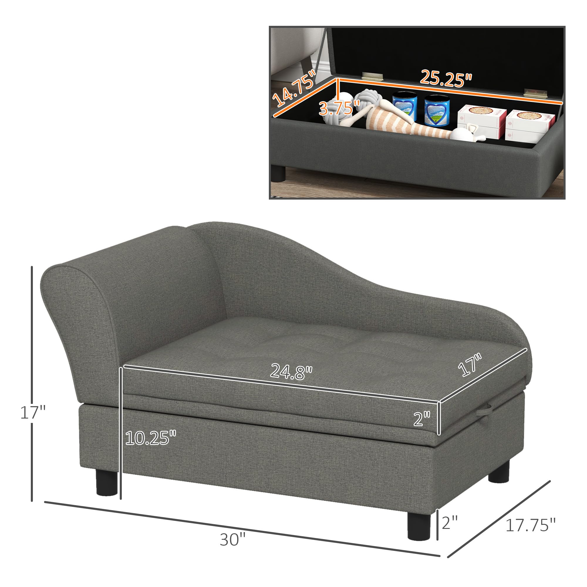 Pet Sofa with Storage for Small Dogs