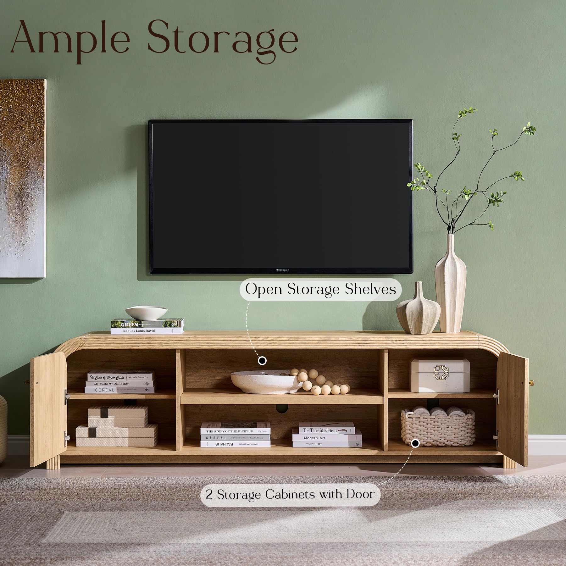 70" Modern Fluted TV Stand with Storage