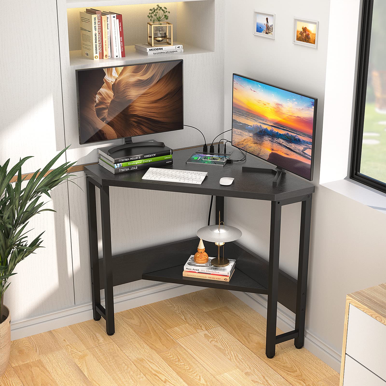 Corner Desk with Outlets and USB Ports