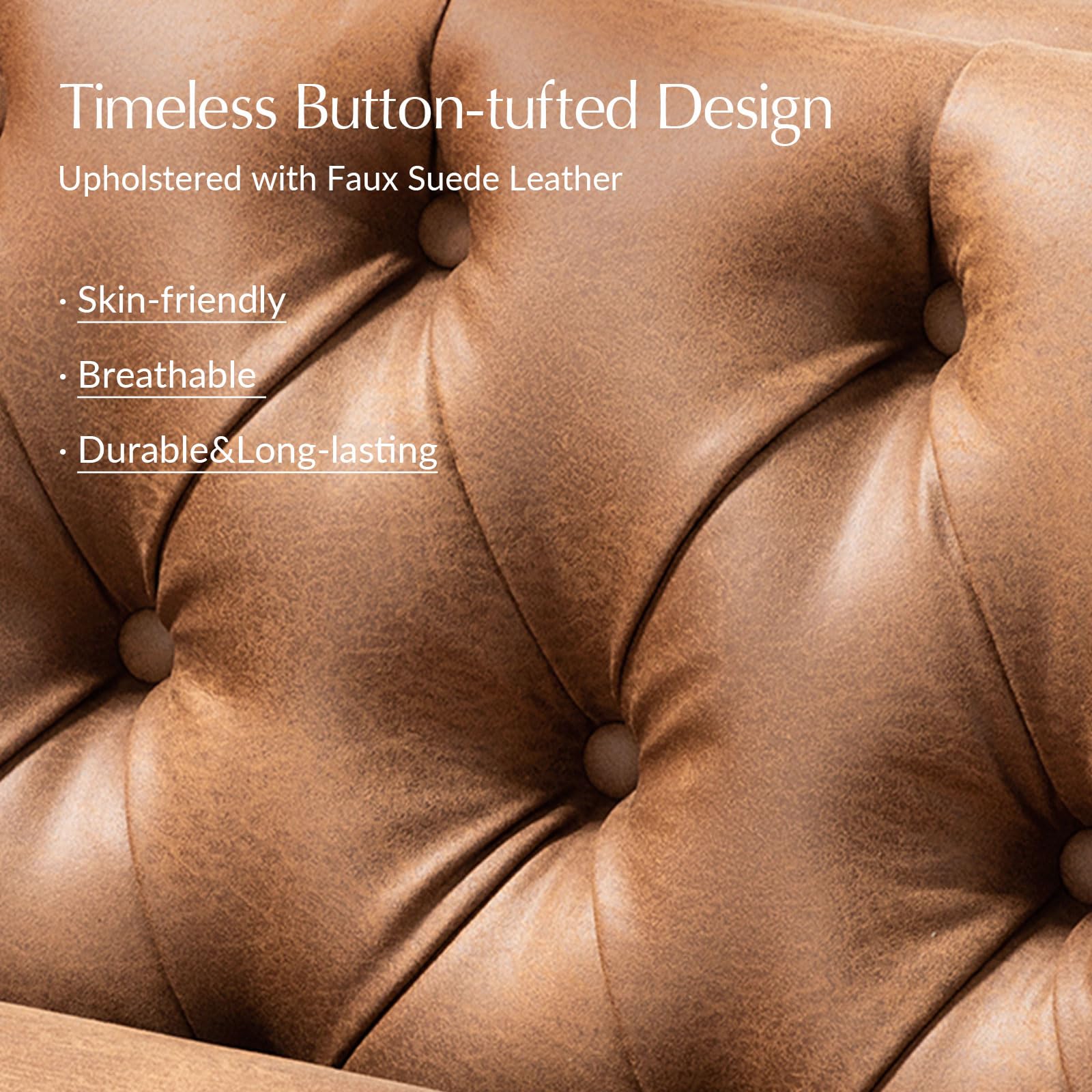 84" Faux Leather Sofa Camel