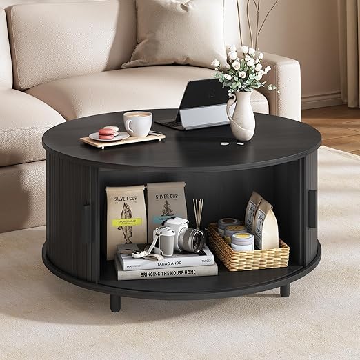 Round Coffee Table with Storage