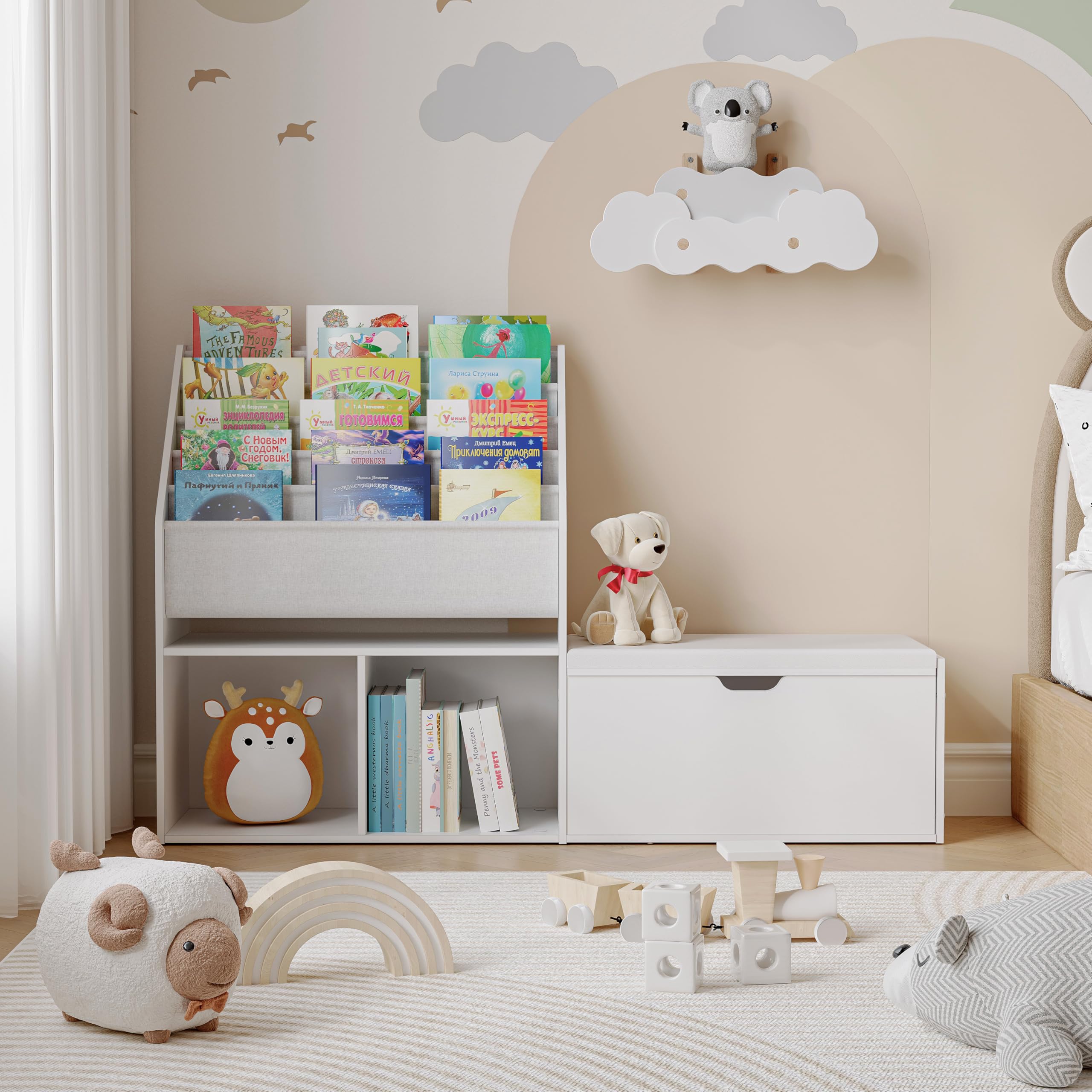 Kids Bookshelf with Reading Nook and Storage