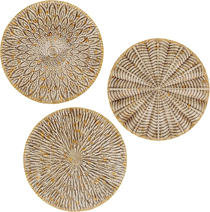 Modern Floral Metal Wall Art - Black Gold White Decorative Flower Sculpture