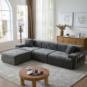 118" L-Shaped Modular Sectional Sofa with Deep Seat and Ottoman