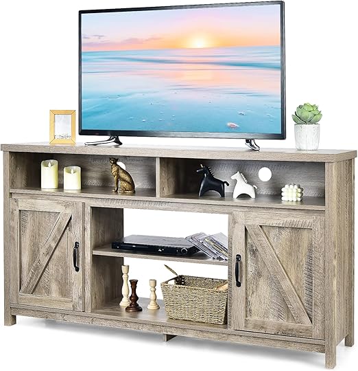 Modern Farmhouse TV Stand 59-Inch Storage Cabinet