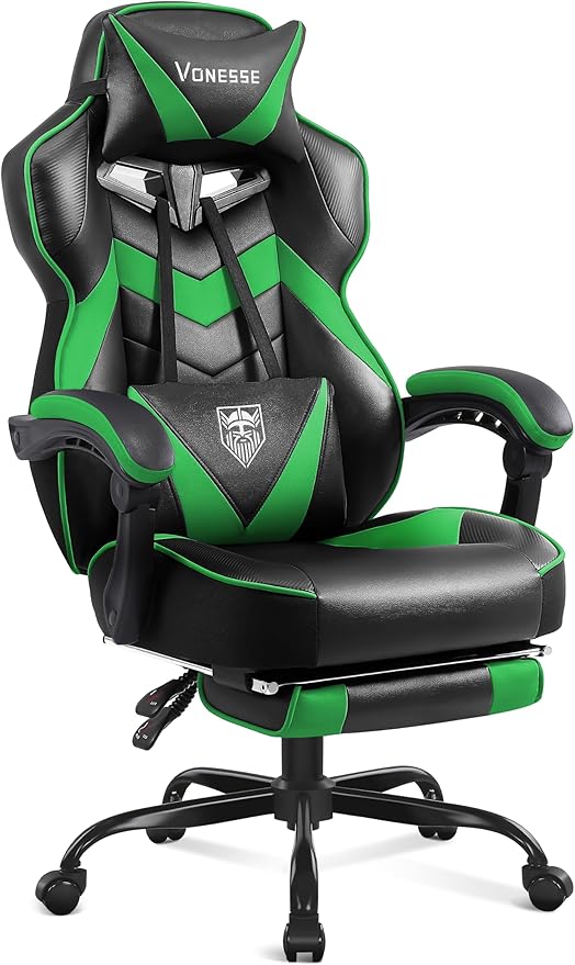 Ergonomic Gaming Chair with Massage and Footrest