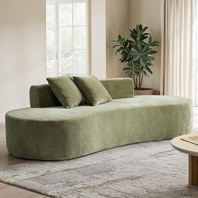 94.5" Curved Boneless Couch with Two Pillows