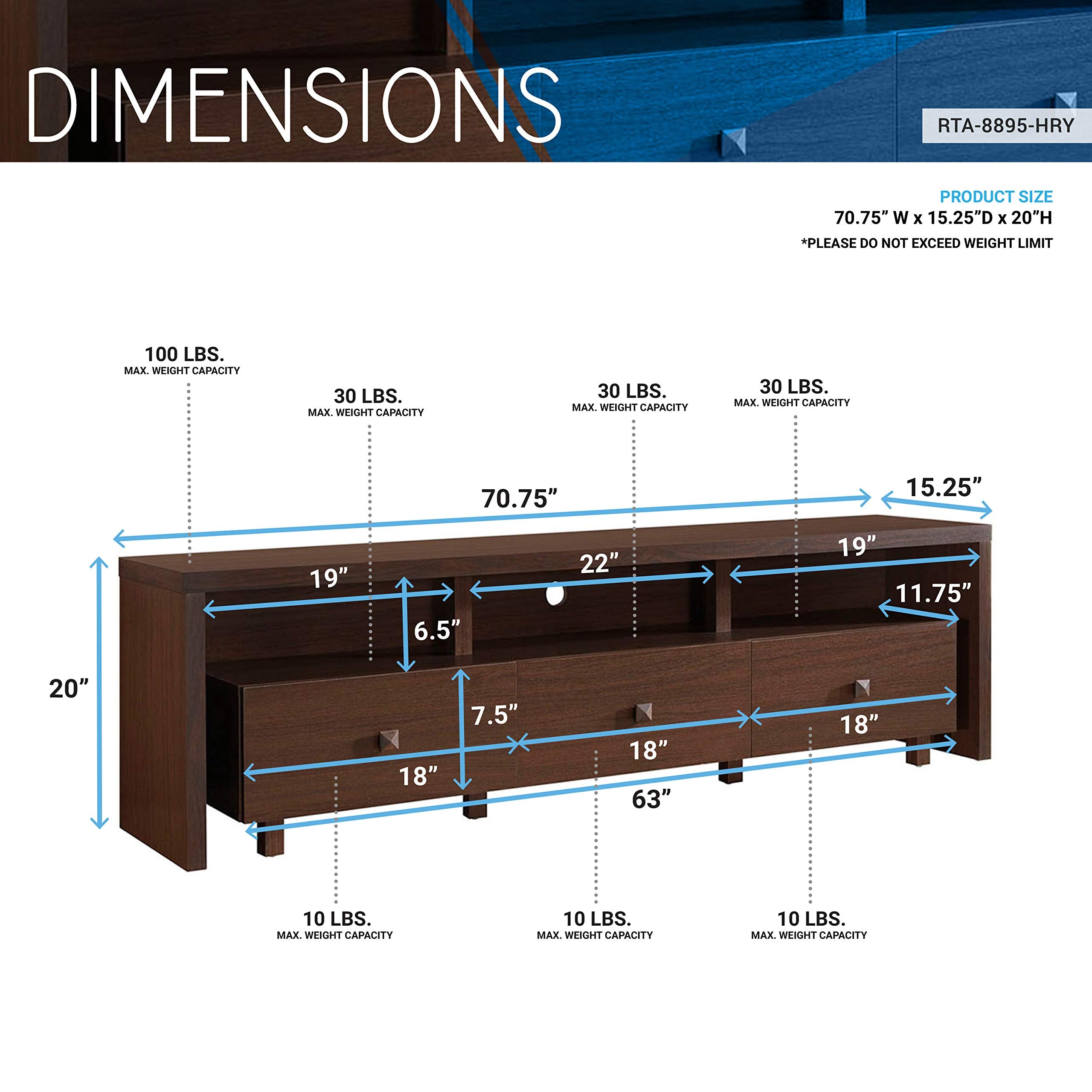 TV Stand with Storage for 75" Screens