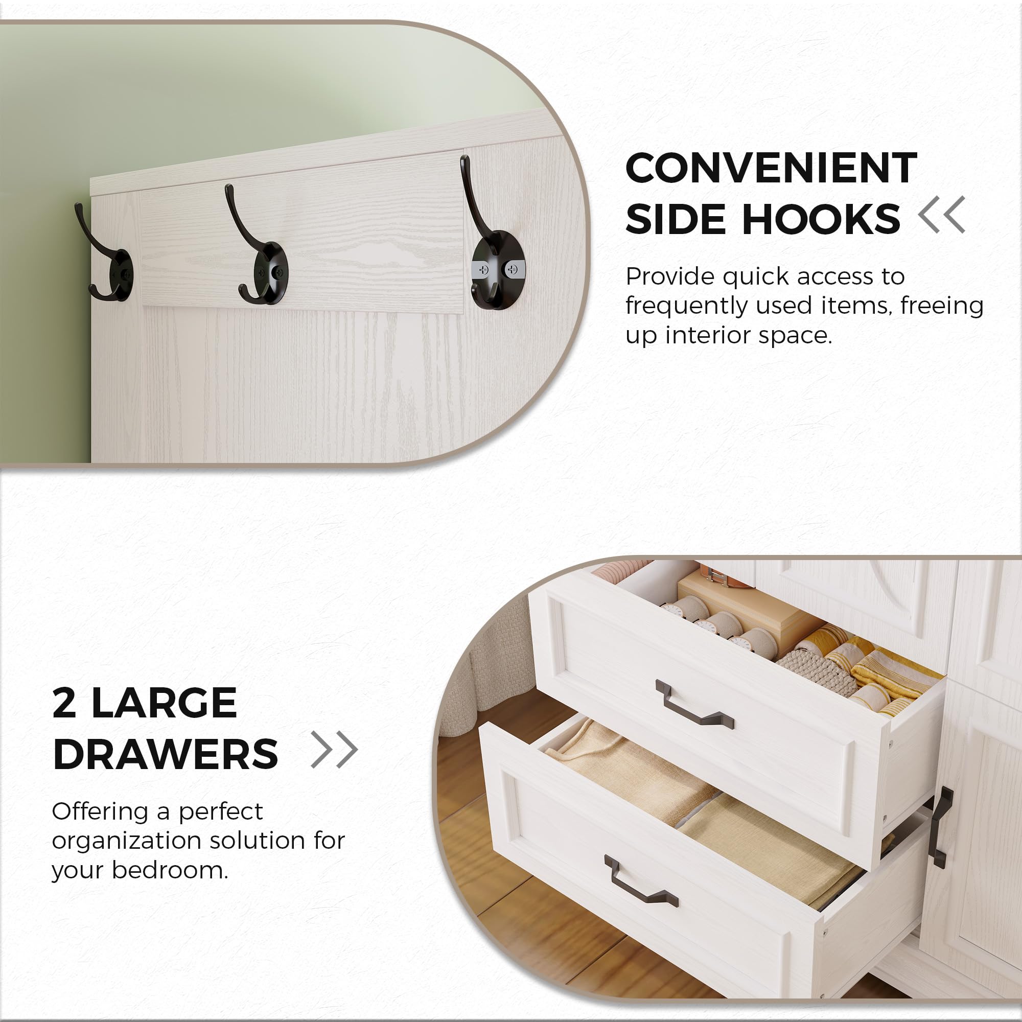 Armoire Wardrobe Closet with 4 Doors and Drawers