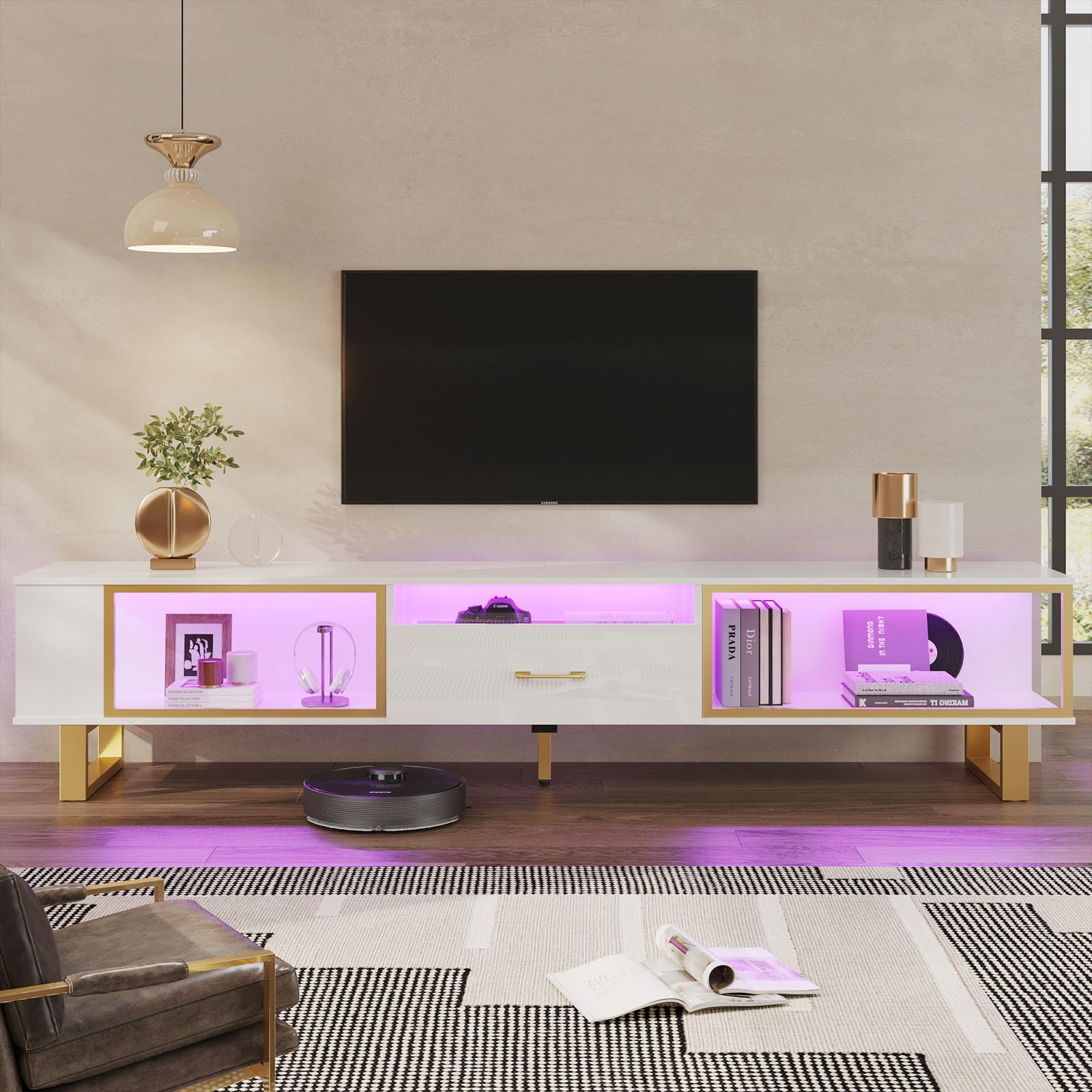 80 Inch LED TV Stand with Remote Control Lights