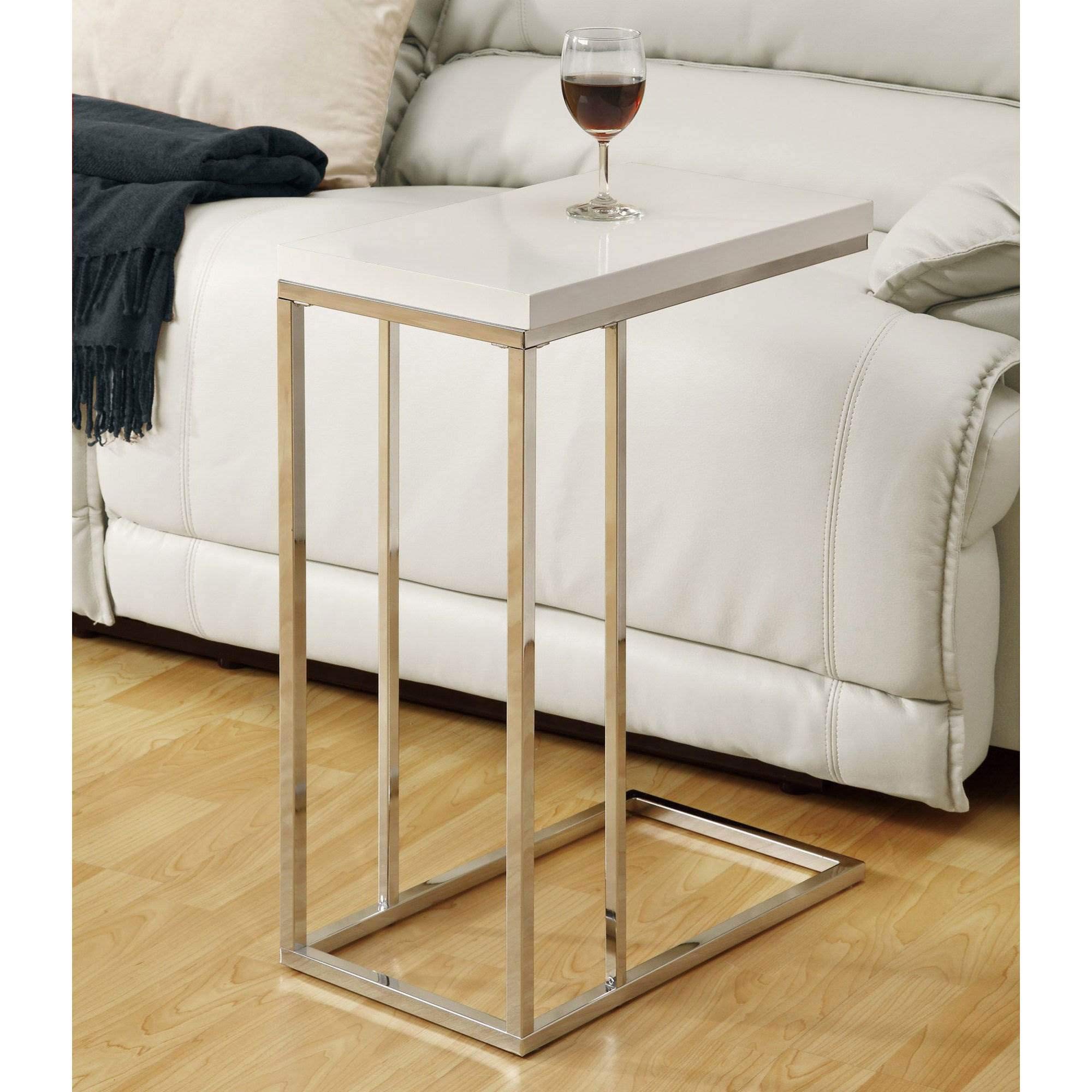C-Shaped Accent Table with Chrome Base