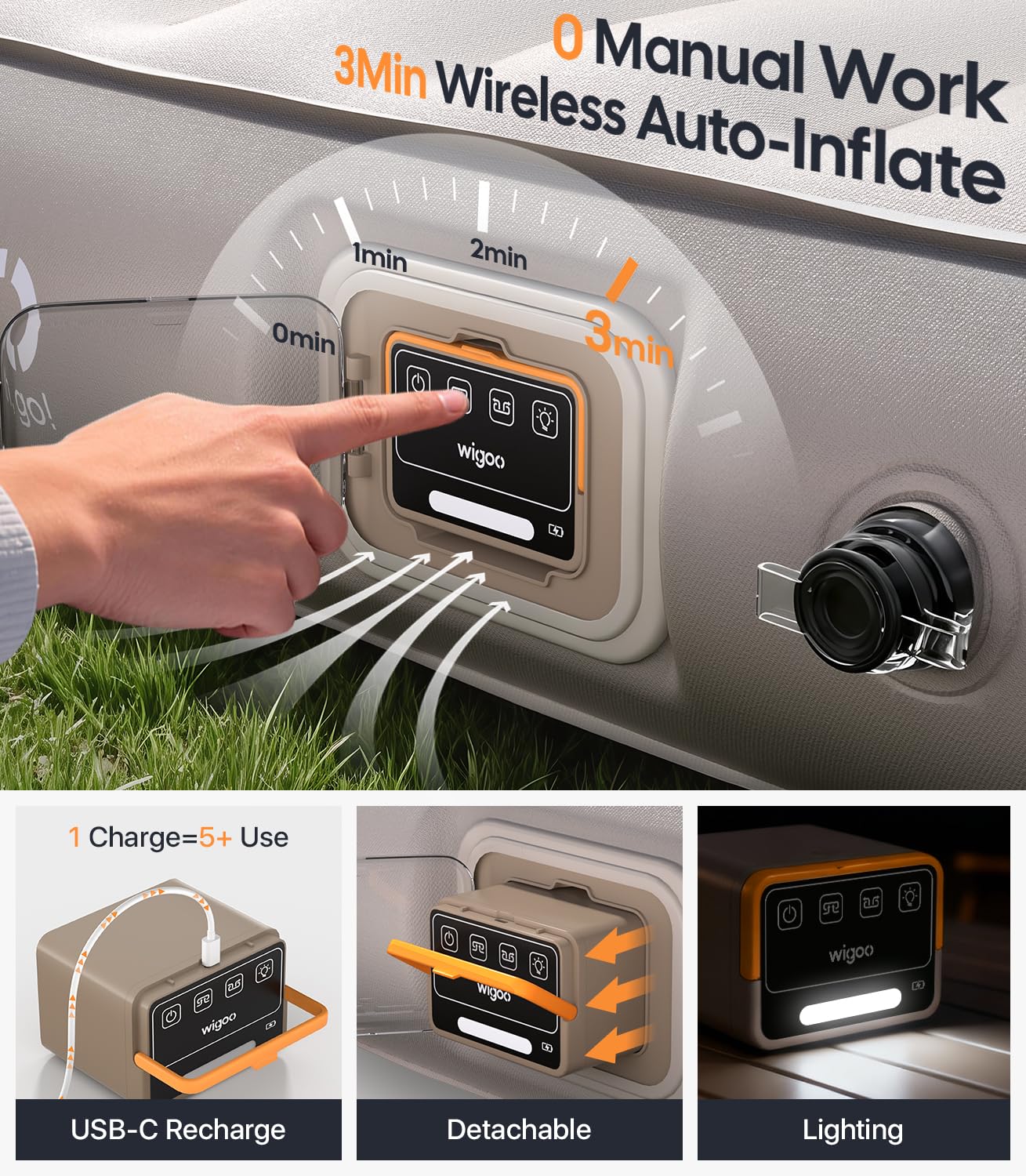 Air Mattress for Tesla Model Y Self-Inflating with Built-in Pump