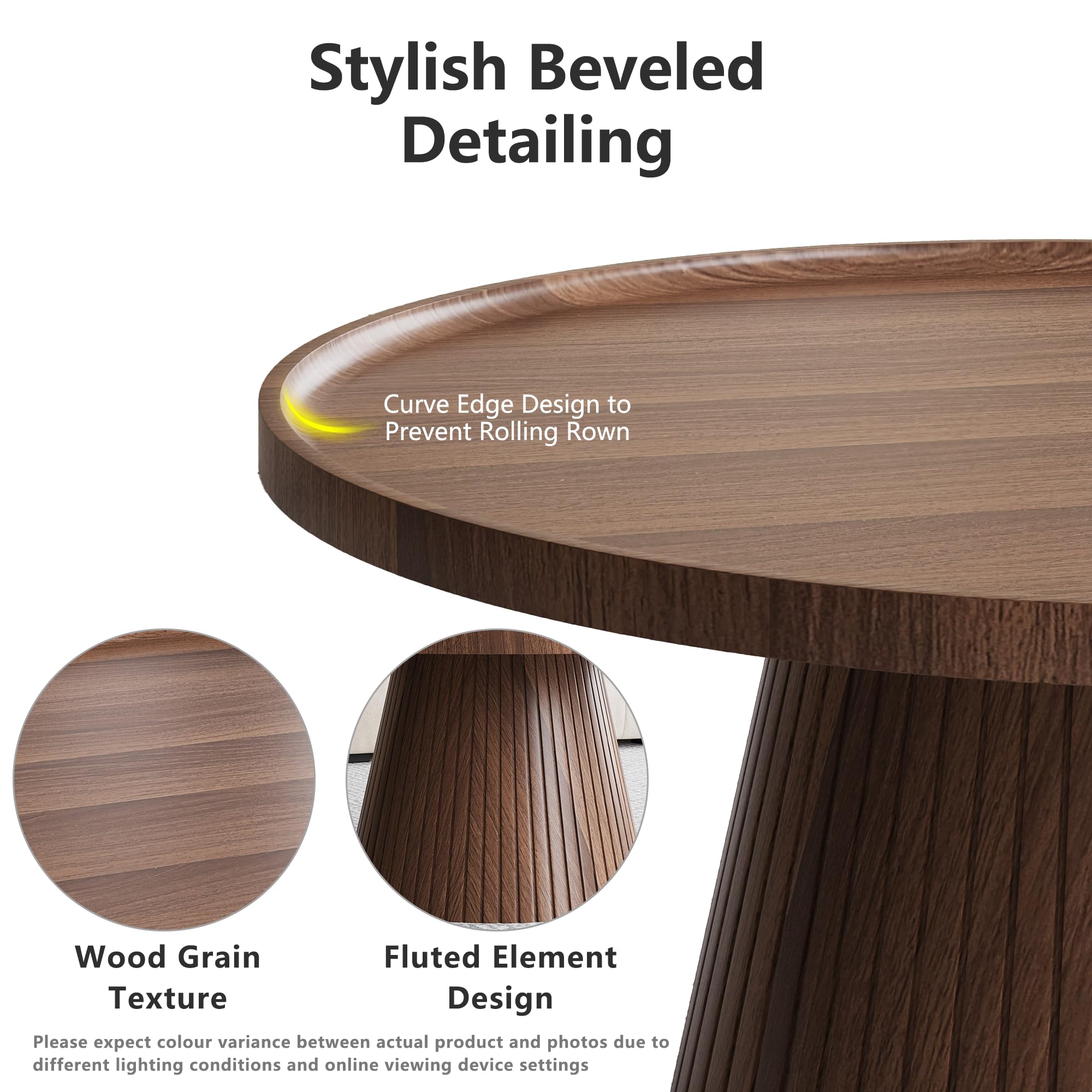 Nesting Coffee Table Set of 2 Mid Century Modern Round Tea Table
