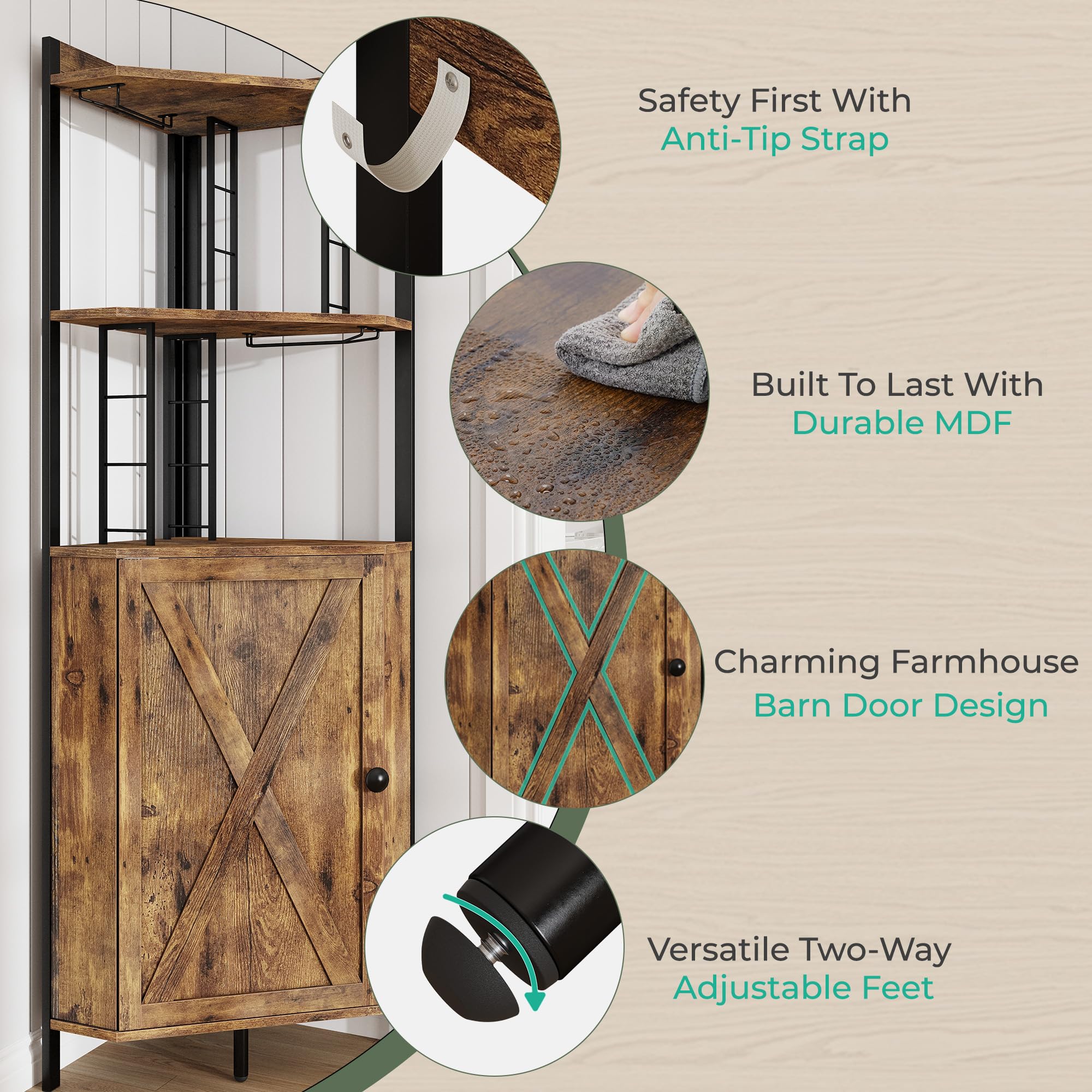 Corner Bar Cabinet with Wine Rack