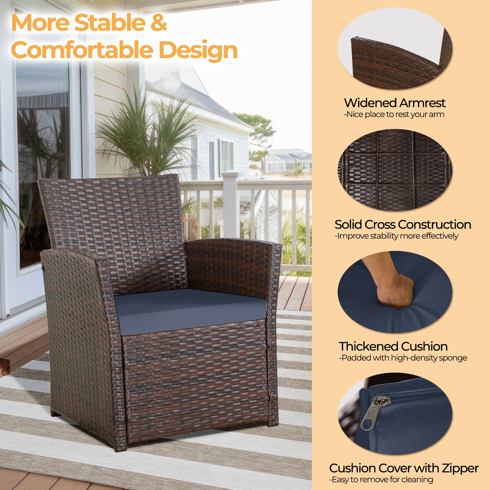 4 Piece Outdoor Patio Furniture Set with Table and Loveseat