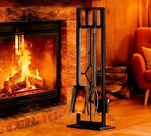 5-Piece Wrought Iron Fireplace Tool Set