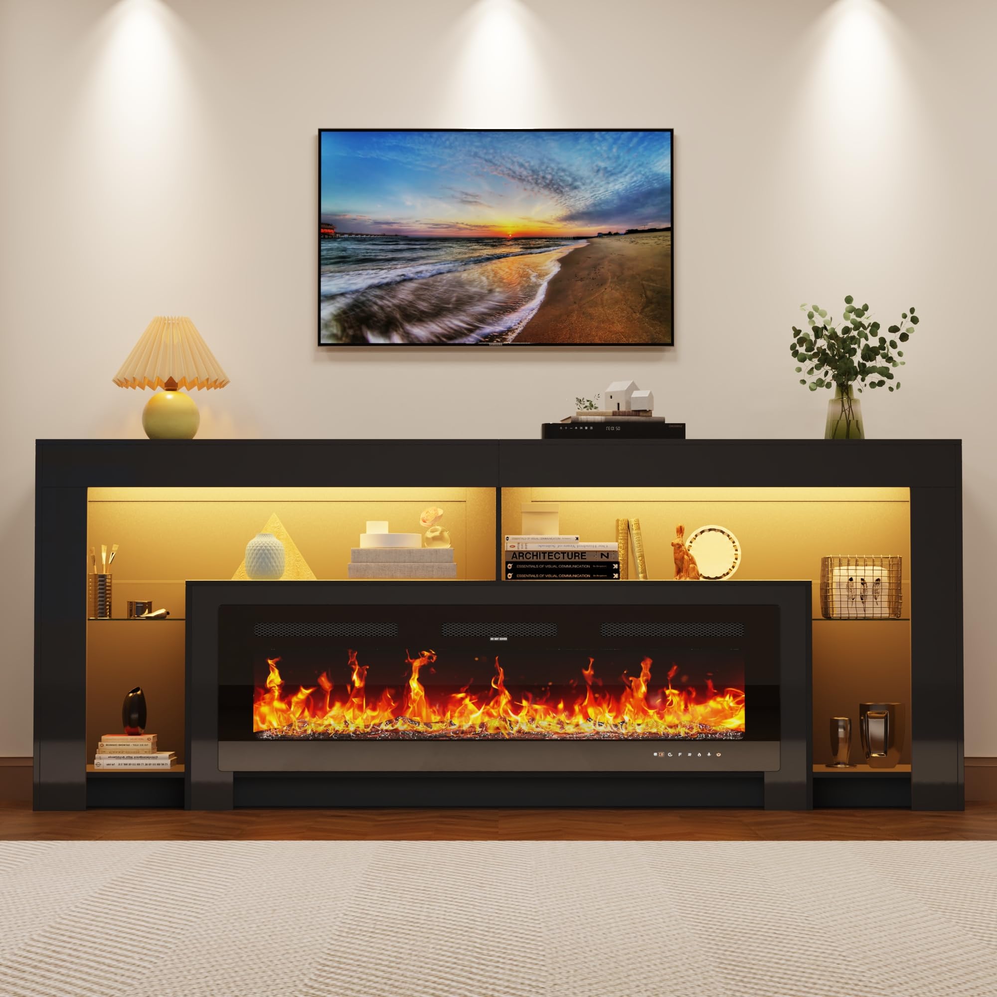 82" Fireplace TV Stand with LED Lights