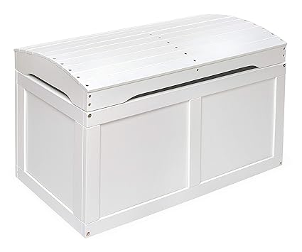 Barrel-Top Wooden Toy Chest with Safety Hinge