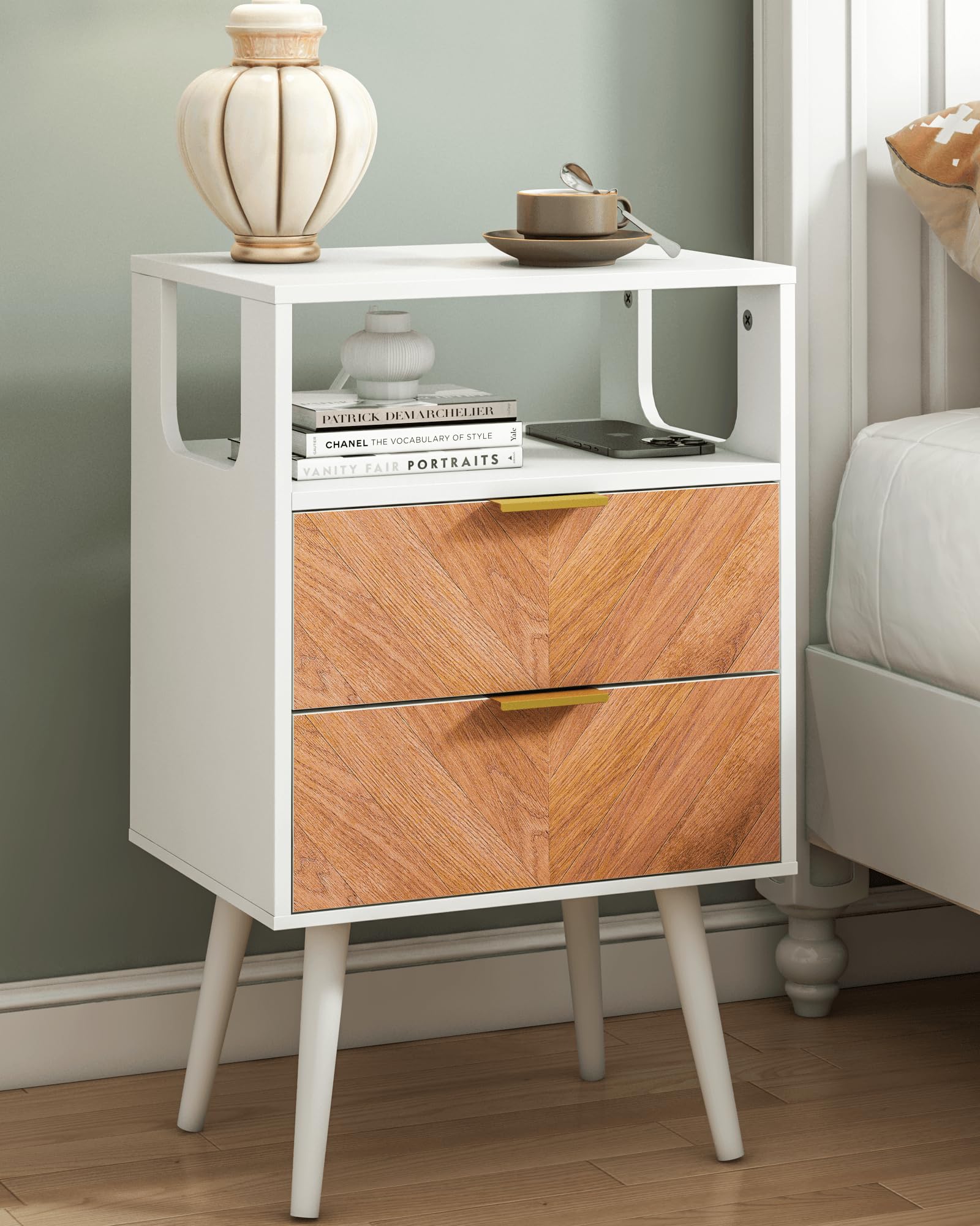 Farmhouse Nightstand with 2 Drawers
