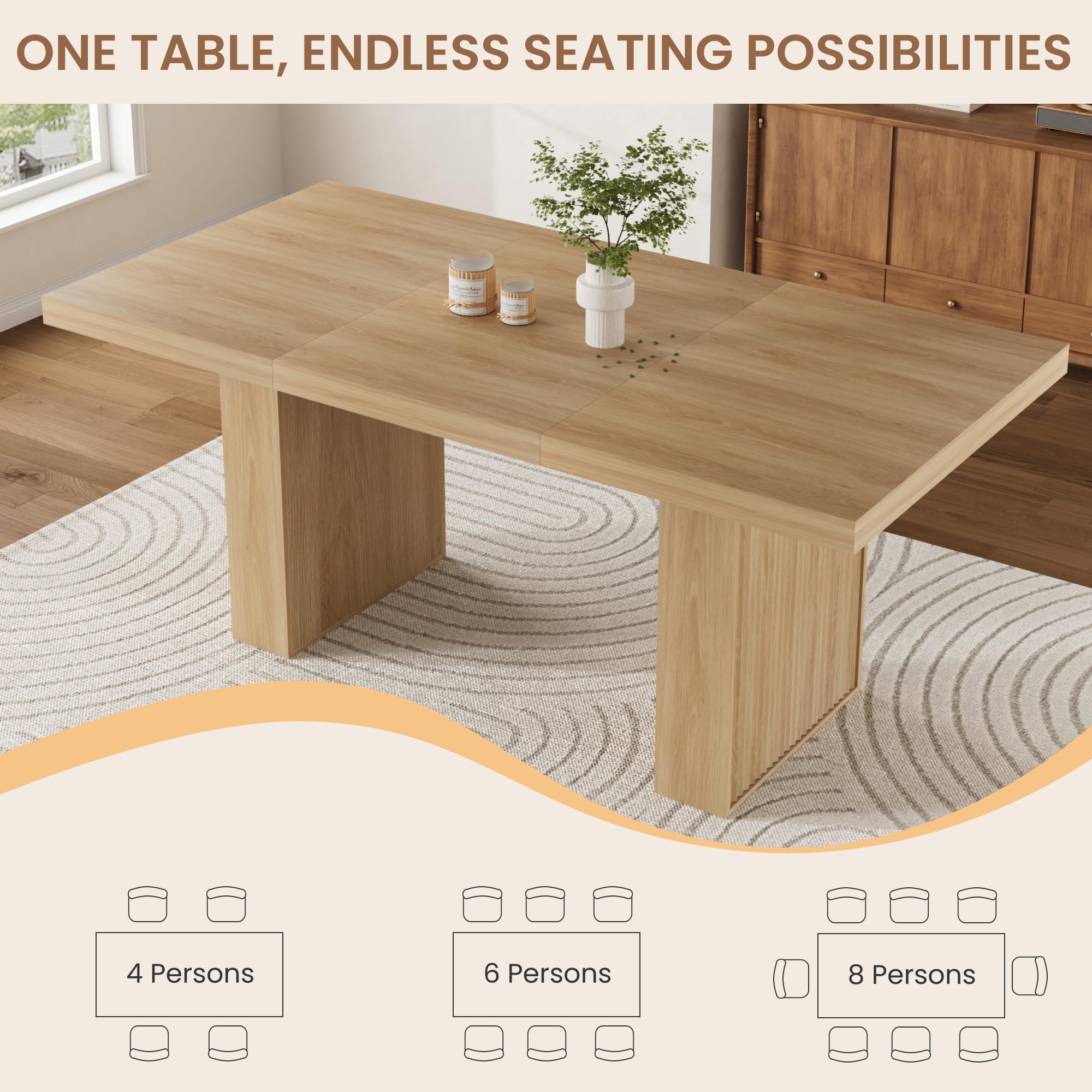 70.8" Dining Table with Storage and Fluted Legs