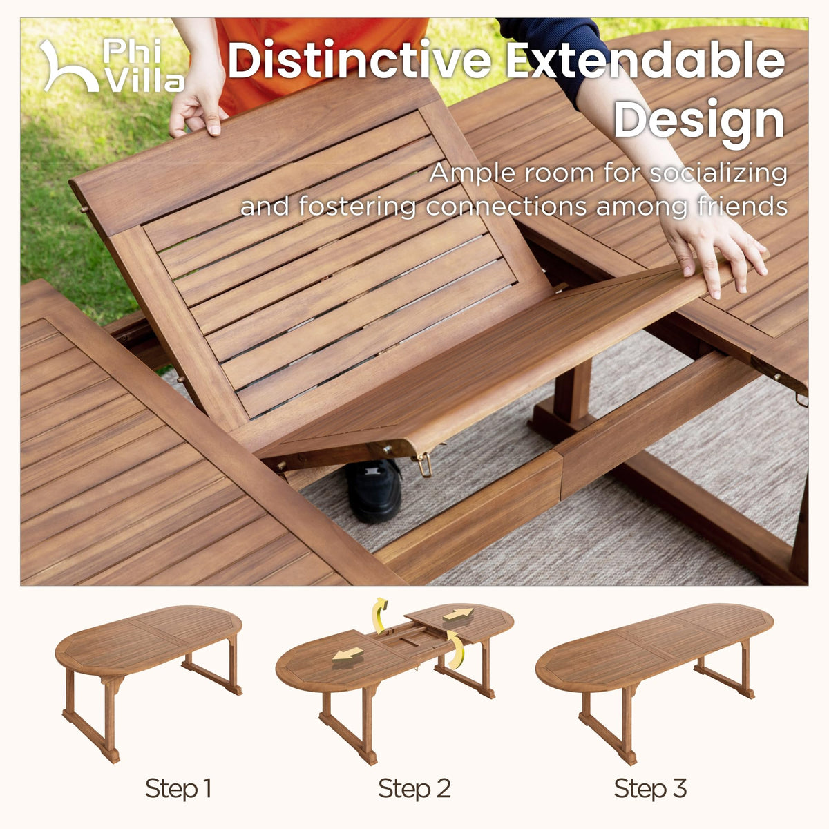 7-Piece Acacia Wood Outdoor Dining Set for 6