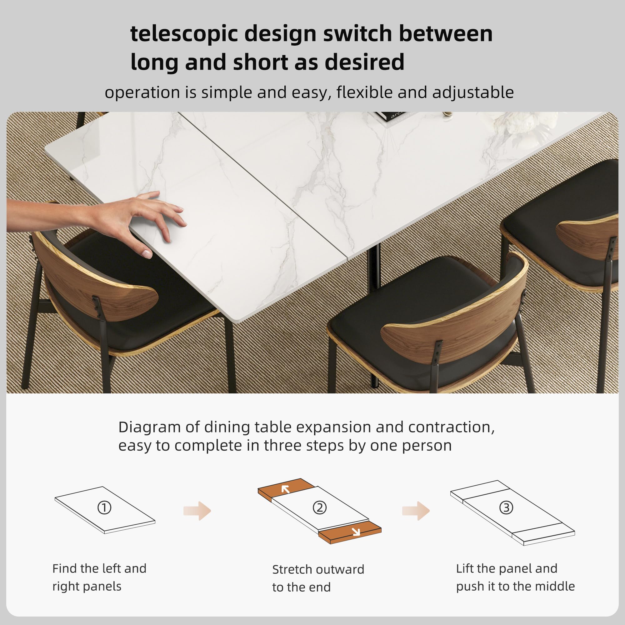 Modern Extendable Dining Table for 6-10 Seats